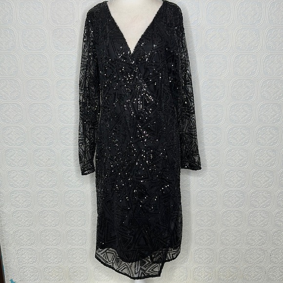 City Chic Black Glitter Dress - Picture 2 of 14